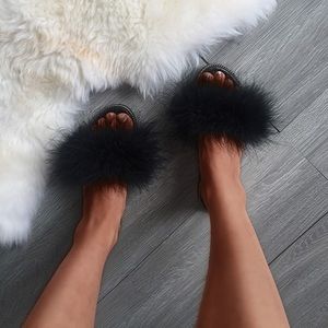 Frederick's of Hollywood feather pumps